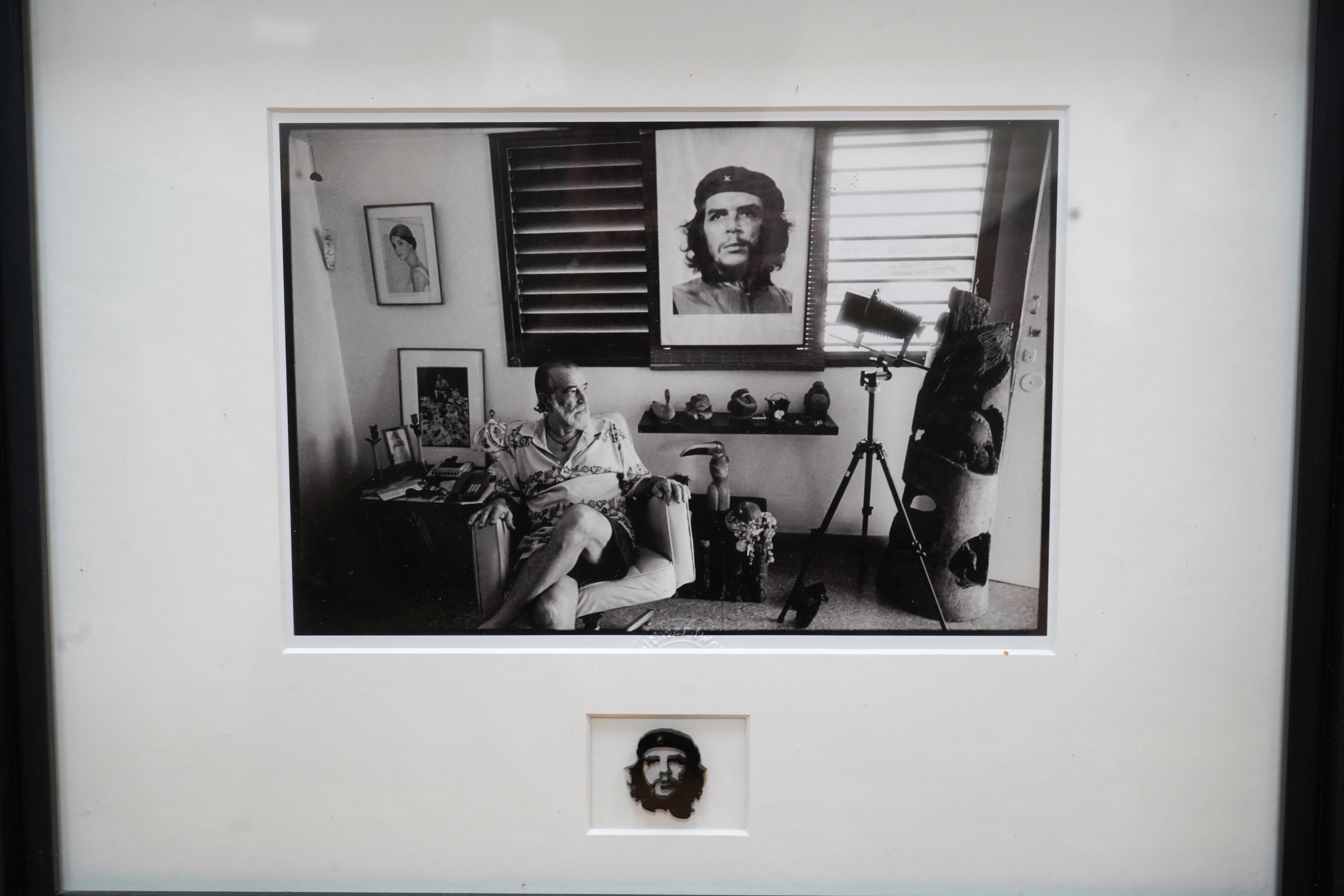 Keith Cardwell (Contemporary), Three gelatin silver prints to include ‘Old Man and the Sea, Cuba’, stamped, signed and titled in ink to the margin and ‘Korda with his Che’, stamped, largest 25 x 17cm, together with a boo